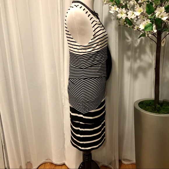 NWOT Mystree Anthropology Striped Layered Bodycon Dress, S - Picture 2 of 9